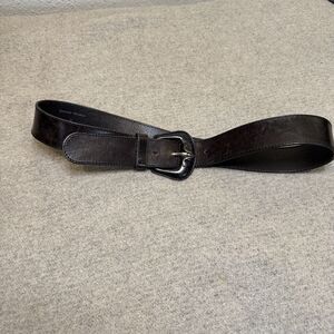 VTG Belt Women L 35" Waist 1.5 Width Luigi Lanatta Black Italian Leather Quality